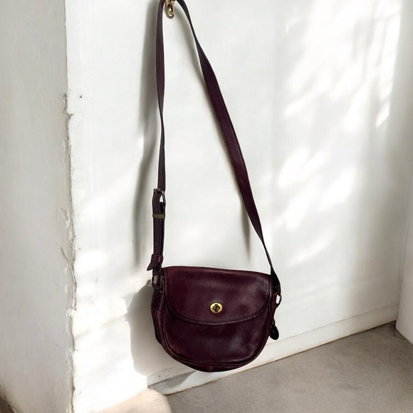 Vintage roots genuine leather Burgundy brown Crossbody Bag boho artsy western - Picture 1 of 10